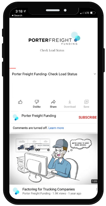 Porter Freight Funding Videos on YouTube